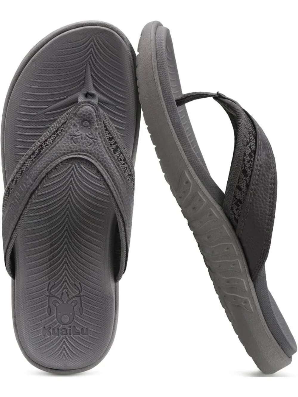 Men's Grey Arch Support Sport Flip Flops Comfort Orthotic Thong Sandal Shoes